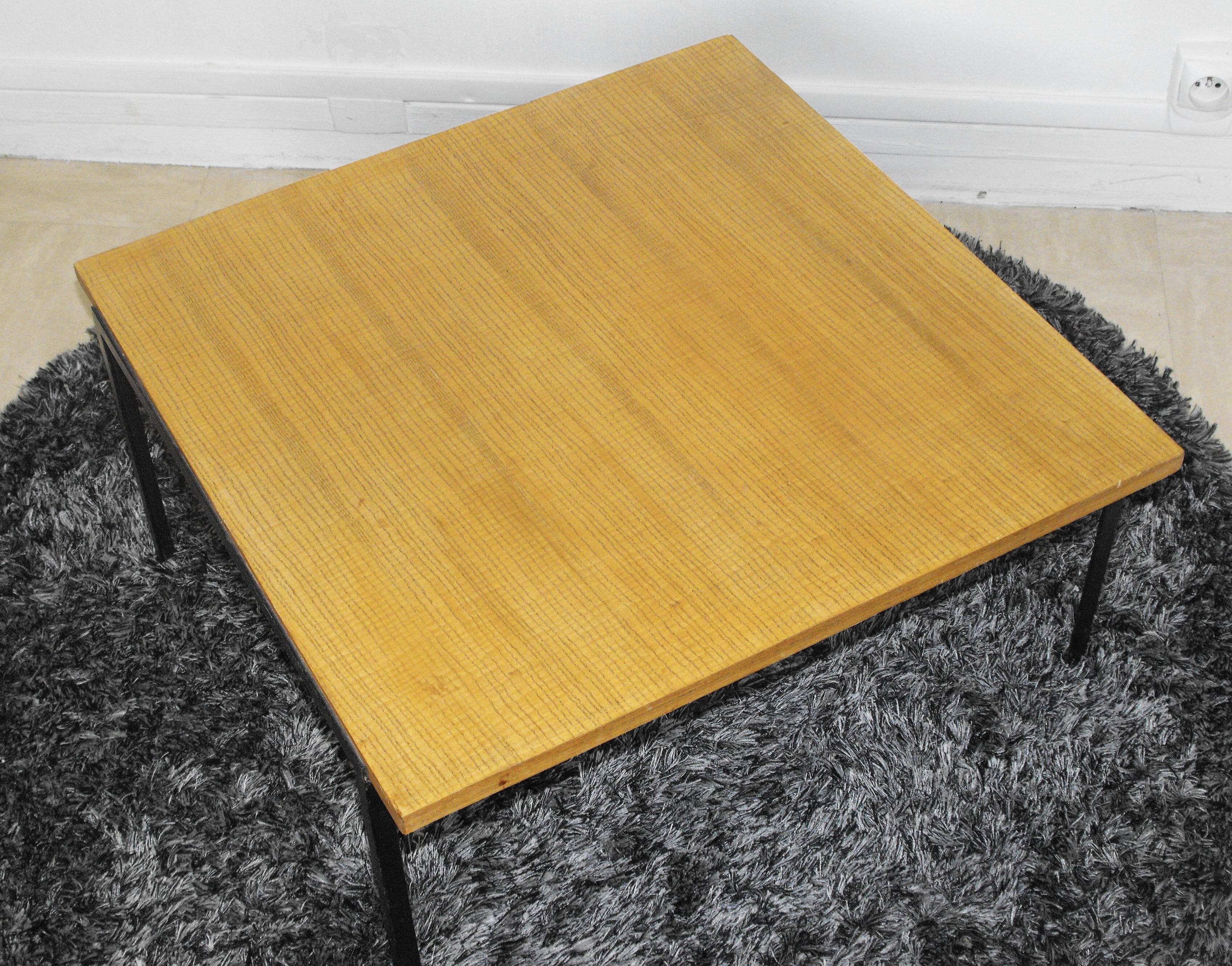 Small coffee table metal and wood design BOWMAN BROS years 50.