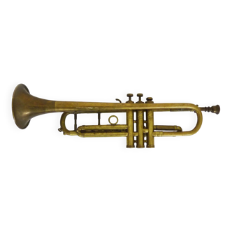 Old brass 3-piston horn trumpet