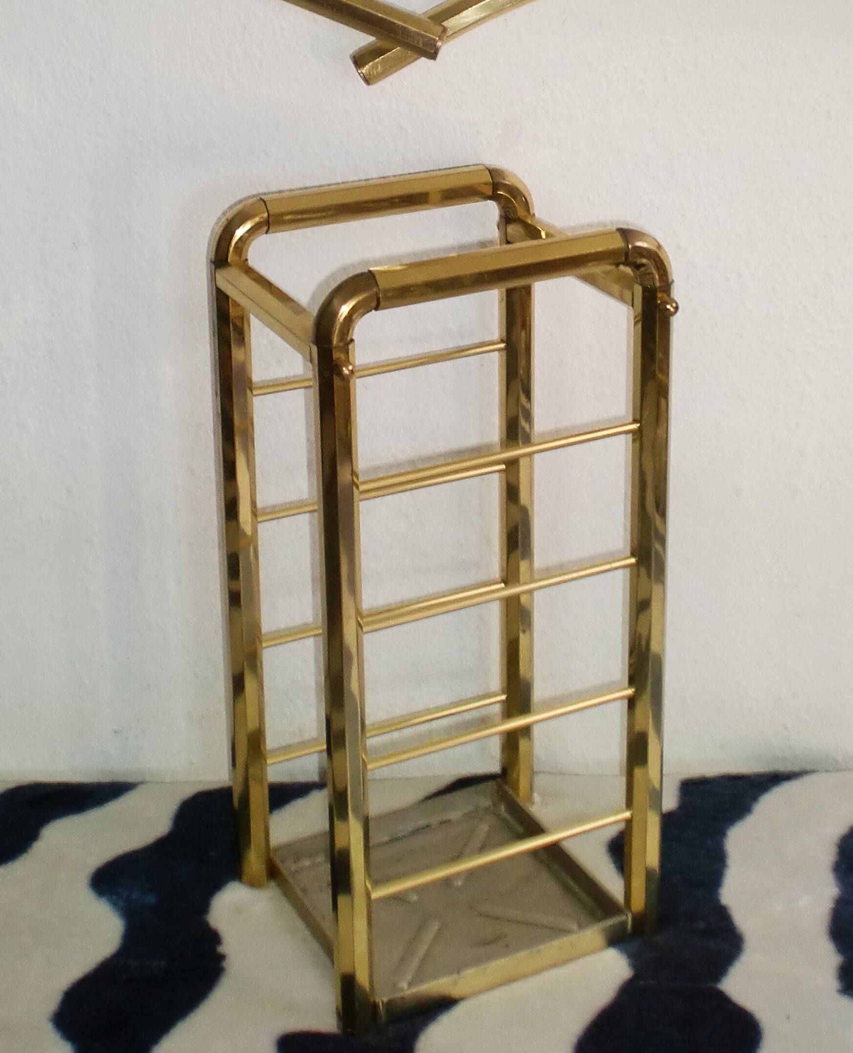 Art-deco france, wall coat rack + umbrella stand + clothes hangers 1940s 50