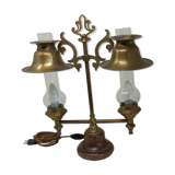 Vintage floor lamp made in Germany from oak and brass wood b