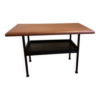 Side table / end table in wood and old metal
