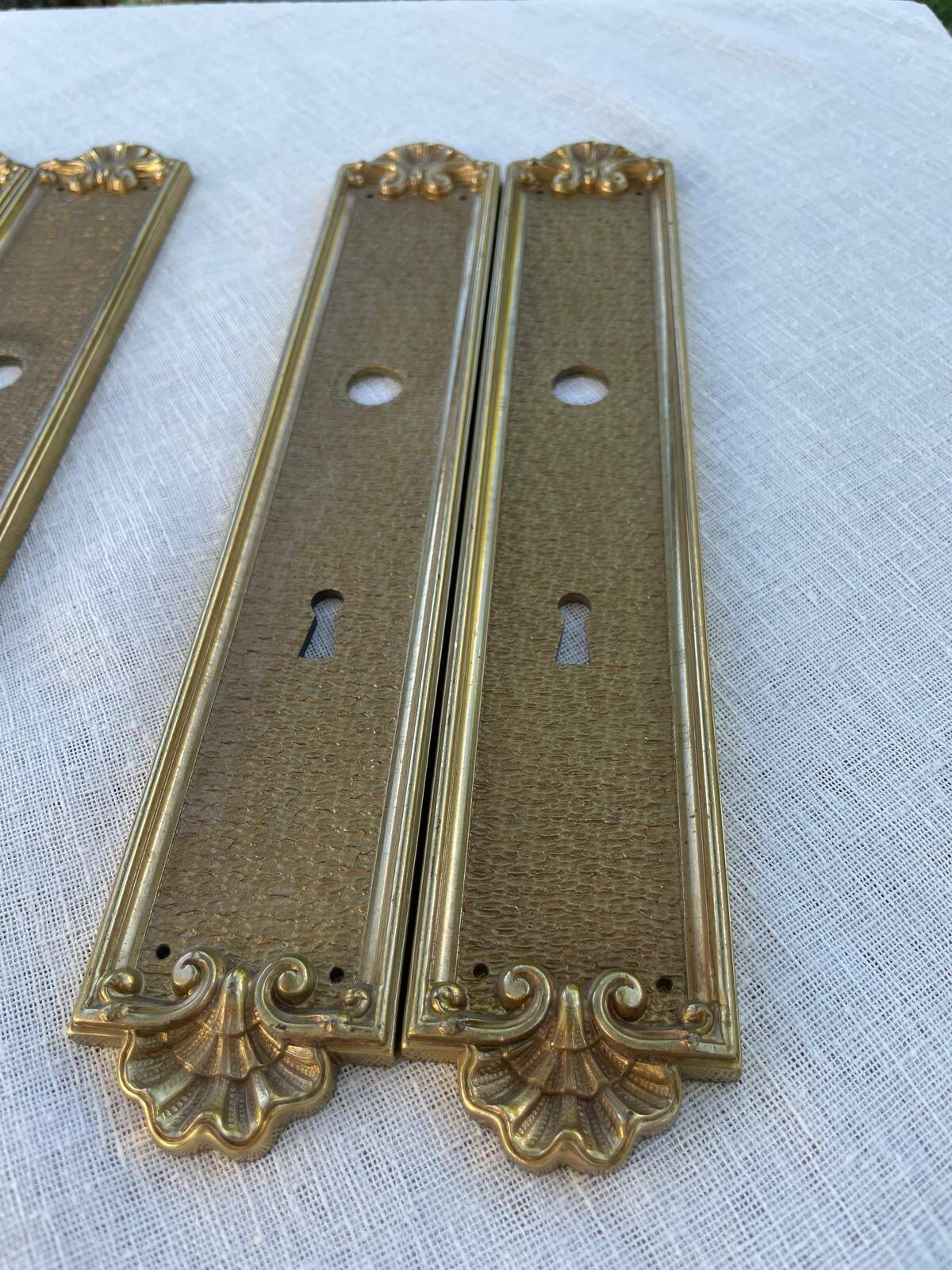Vintage Lot of 3 Pairs of Heavy Brass Door Plates Lyon France