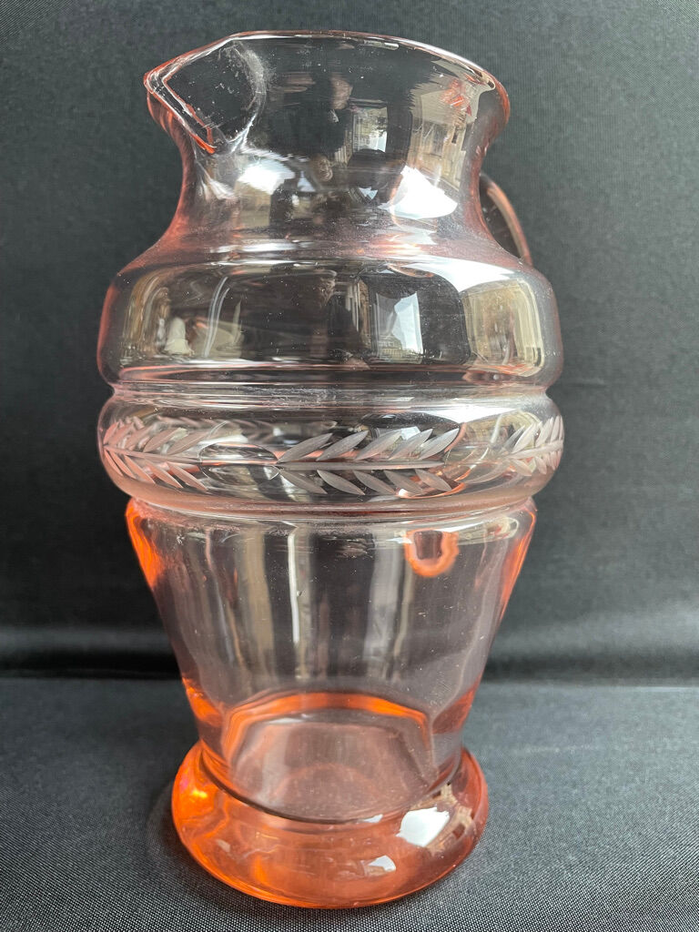 Service for 4 people - Art Deco - Glass or 1/2 pink crystal blown and cut