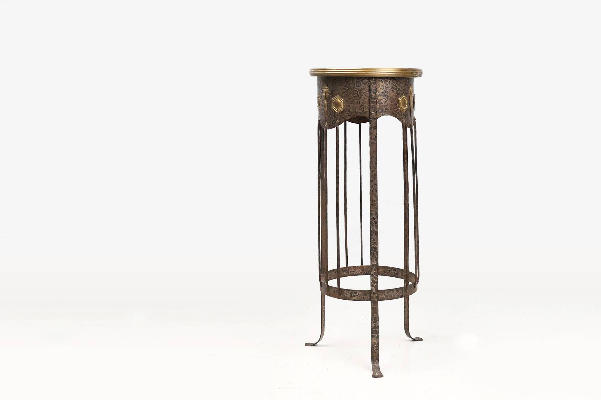 Art Nouveau wrought iron and brass high console Wiener Secession style