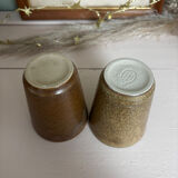 Set of 4 cup glasses in Digoin stoneware and others.