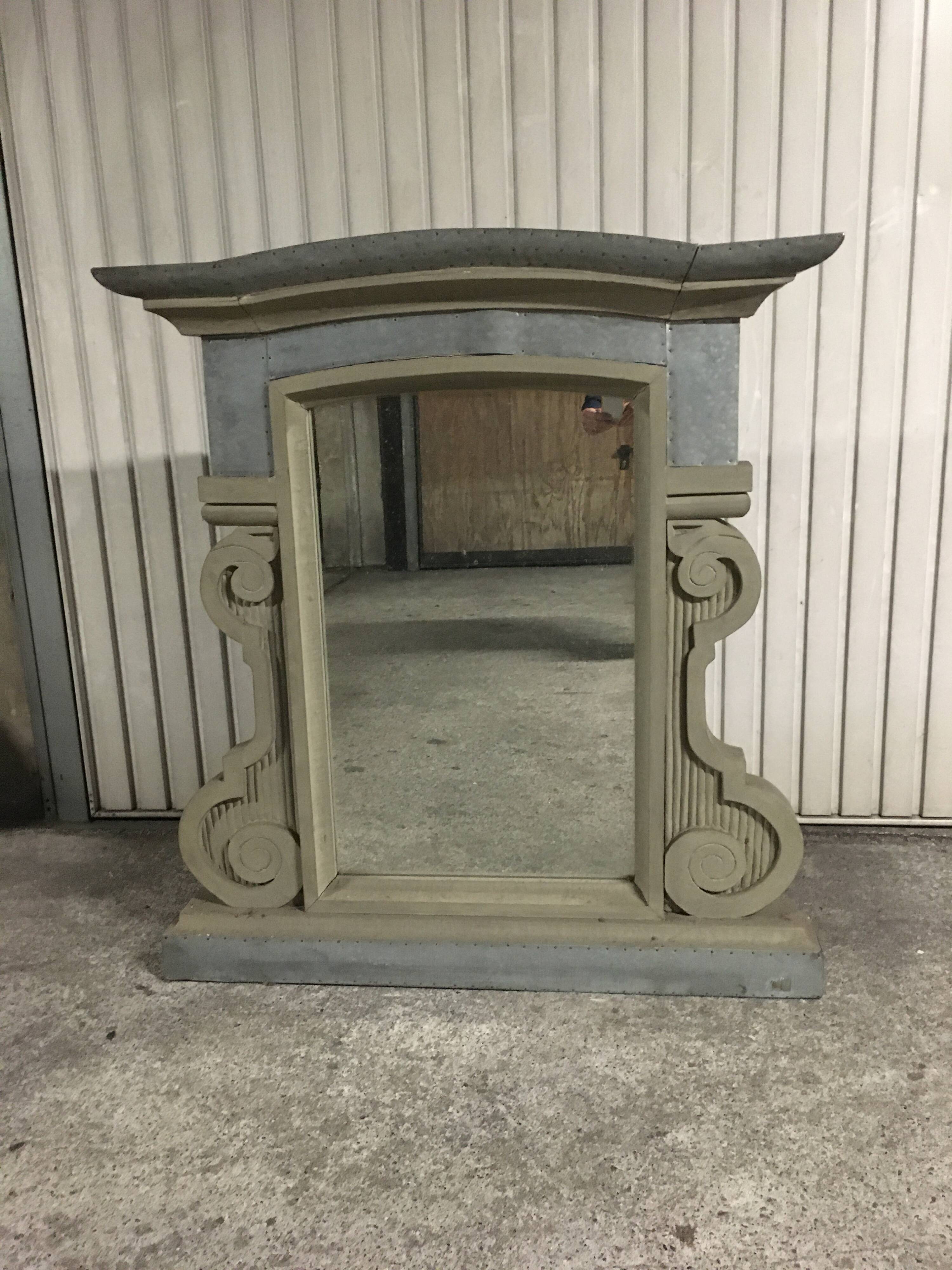 Miroir Lucarne décorative en bois et métal