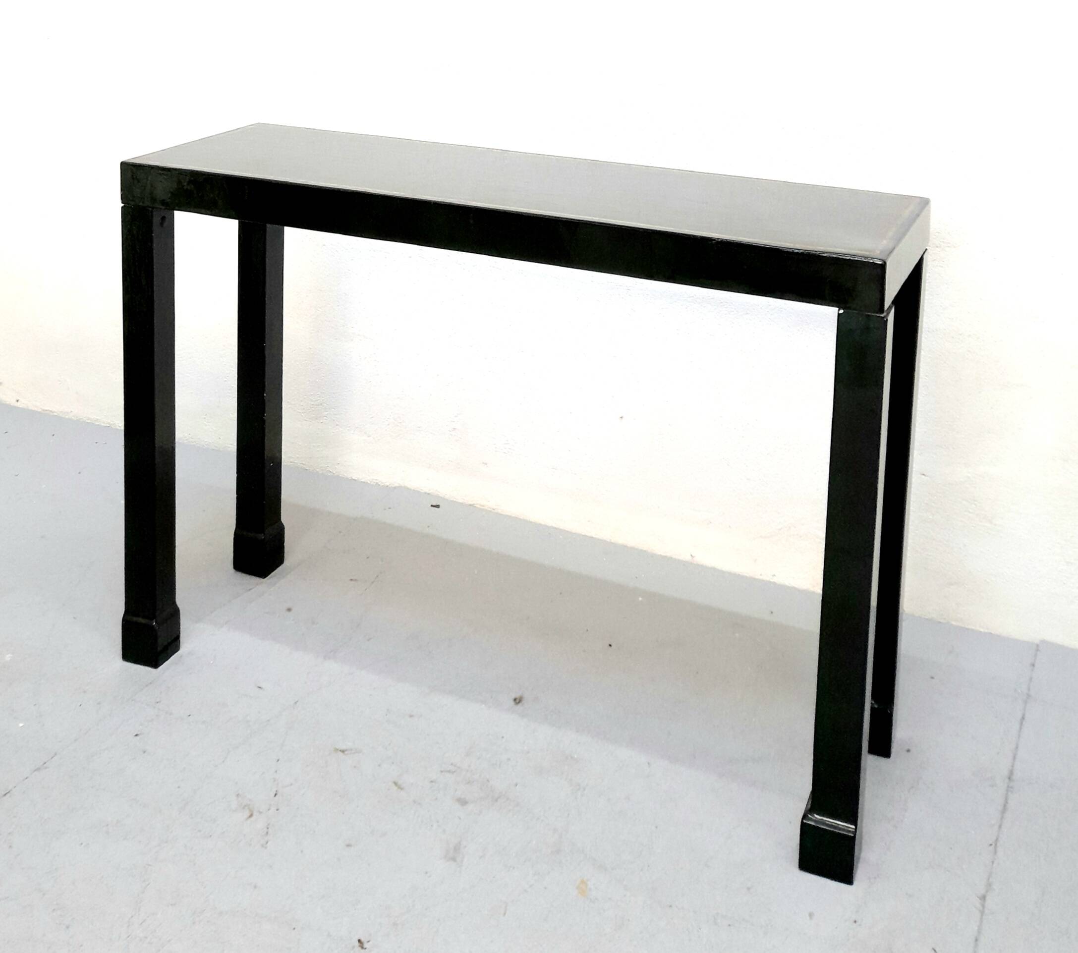 Console table in green lacquer 6 French work from the 70s in the style of Maison Jansen