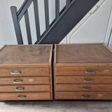 Lot de 2 meubles de metier a tiroir vintage provenant d'une ecole