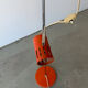 Three-spot floor lamp, Italian design, chrome and vintage orange.