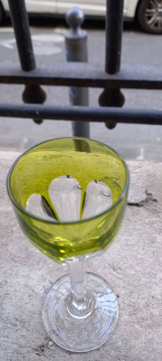 Baccarat Genova Double Chartreuse Green Crystal Liqueur Glass