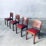 Art Deco Dining Chair Set, Belgium, 1920s, Set of 4