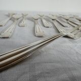 12 Vintage silver plated metal dessert forks by Saint Médard goldsmith 24 grs