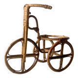 Vintage plant holder tricycle in bamboo and rattan