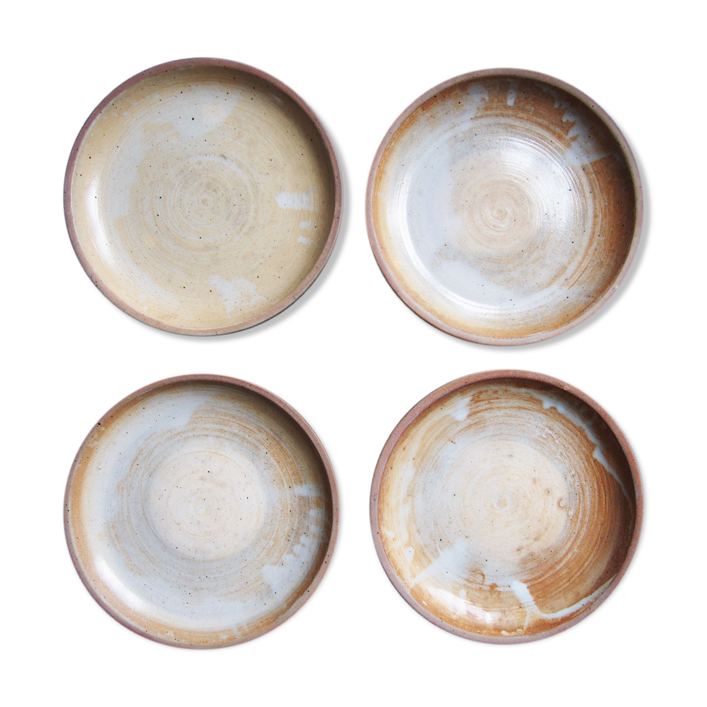 4 assiettes à dessert en grès émaillé