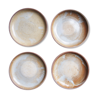 4 assiettes à dessert en grès émaillé