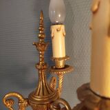 Chandeliers trois branches electrifiés en laiton