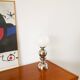 Chromed metal lamp and opaline globe, Space Age Design, 1970