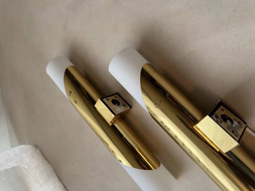 Rolf Krüger Paul Neuhaus brass wall lamps set 1970s