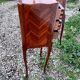 Pair of bedside tables in old Louis XV style marquetry