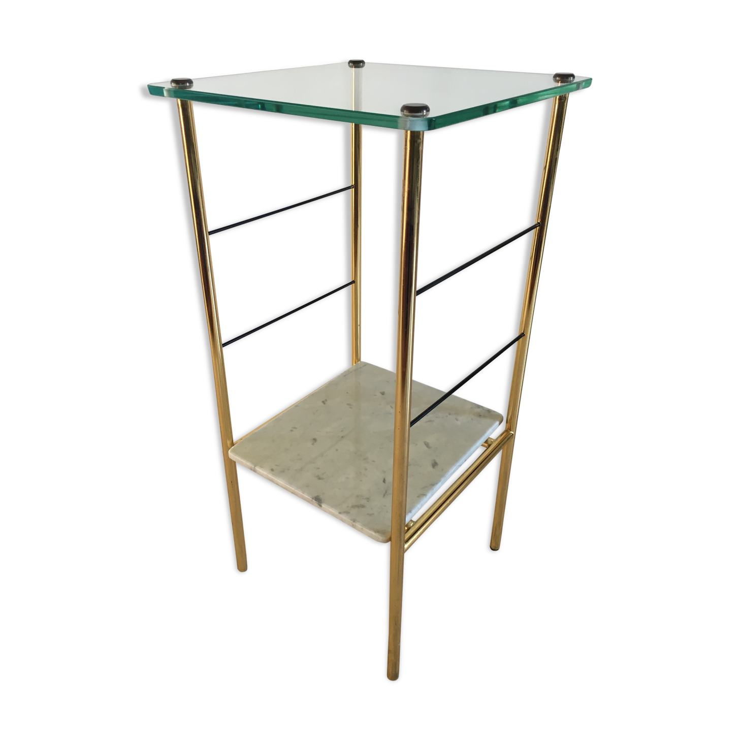 Table de chevet desserte verre et marbre des années 60
