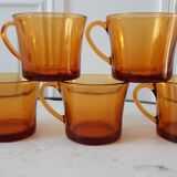Set of 5 amber coffee cups 70s