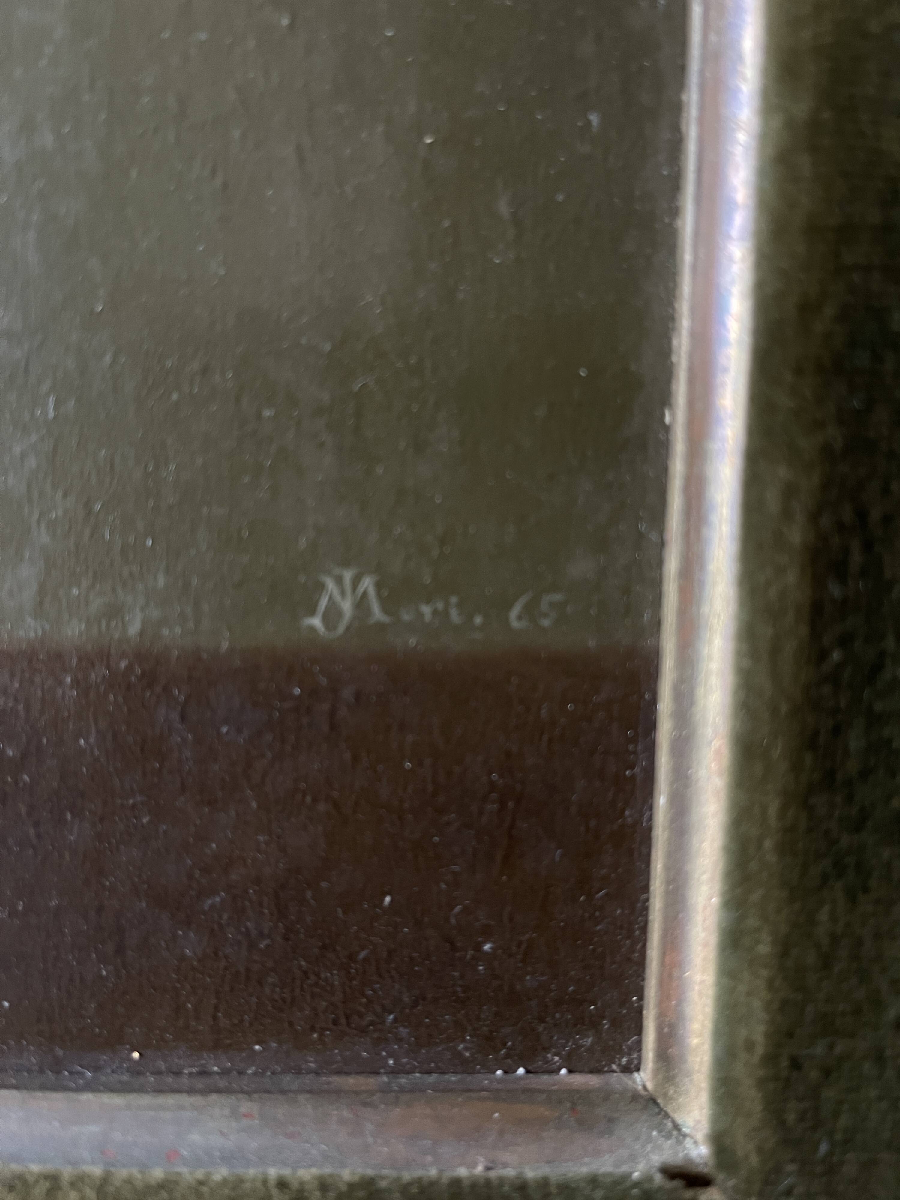 Still life oil on panel vase with immortelles