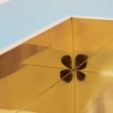Coffee table by Willy Rizzo model Alveo blue lacquered brass 1970
