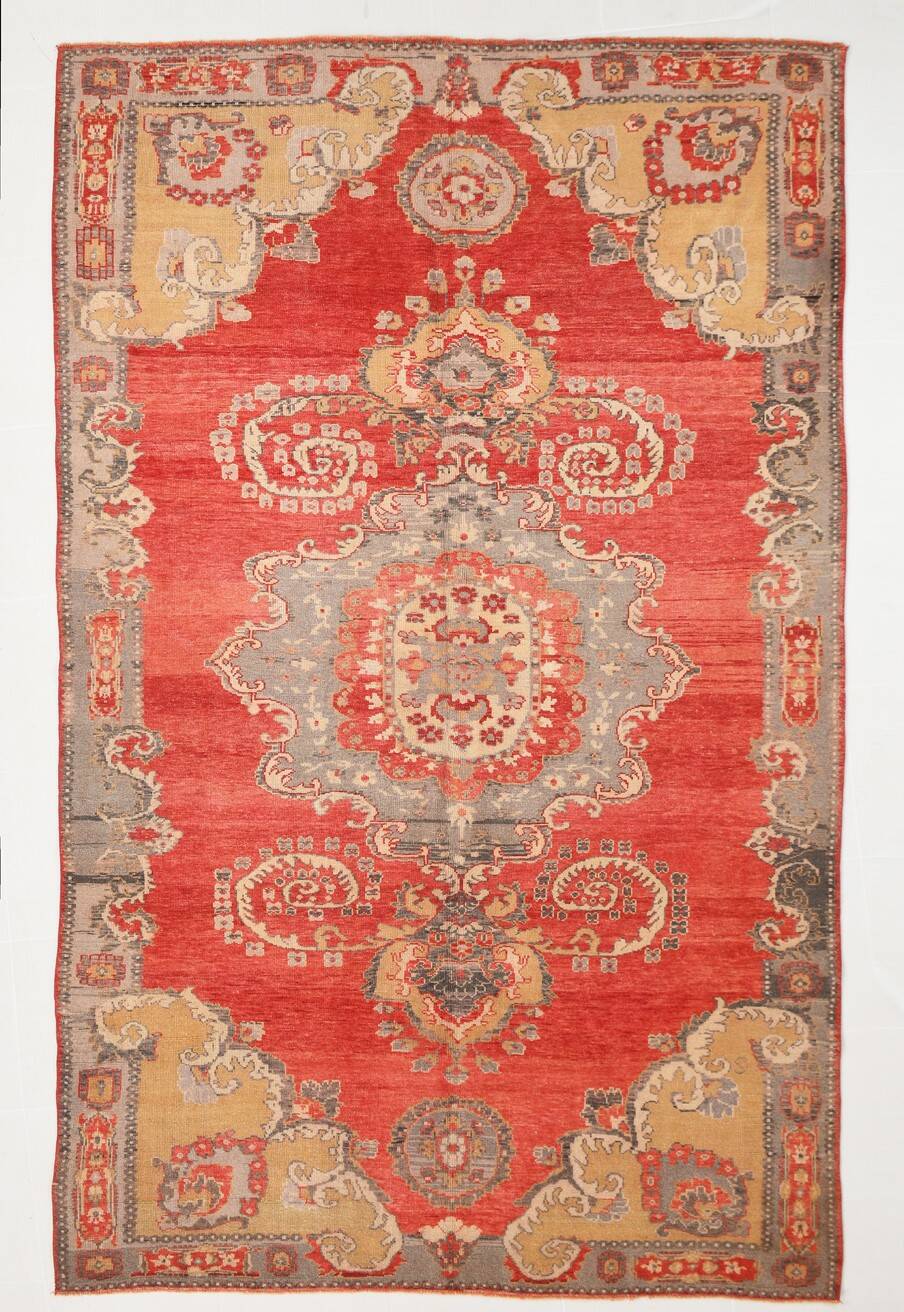 6X10 Vintage Red & Beige Made in Anatolian Turkish Vintage Rug, 184x296 Cm