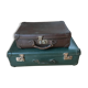 Lot of two suitcases made of vintage green cardboard and chocolate