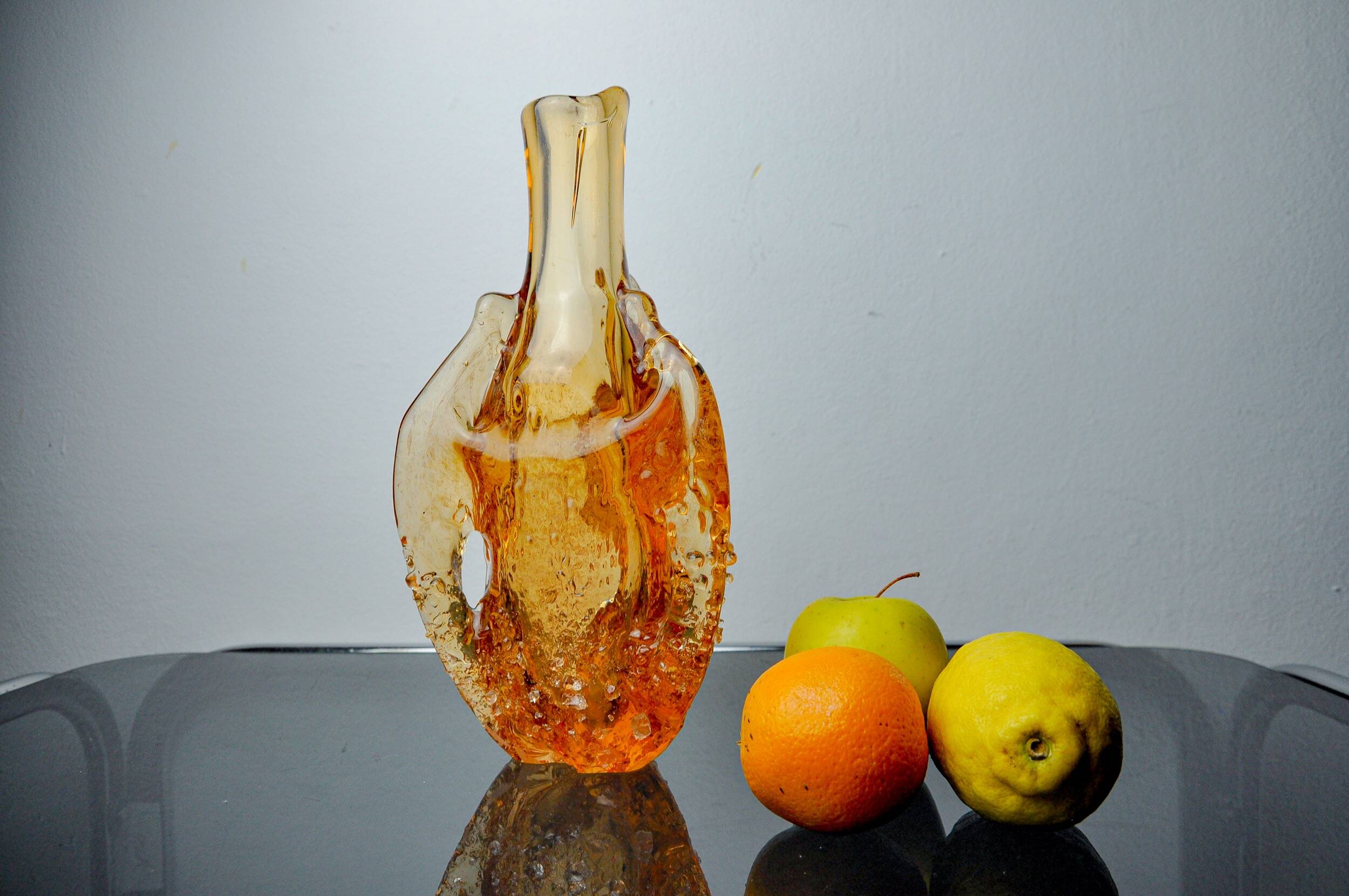 Orange Seguso vase, frosted Murano glass, Italy, 1970