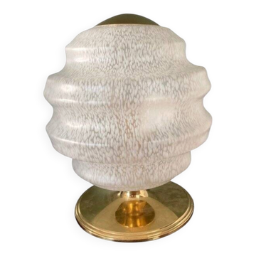 Vintage table lamp from Verrerie de Clichy, speckled glass and brass, years.