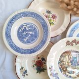 Vintage blue beige soup plates