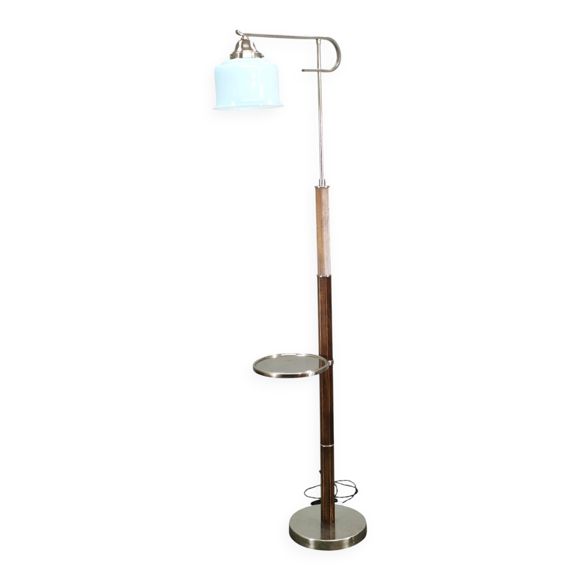 Czech Art Deco Adjustable Floor Lamp with Table, 1930s