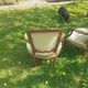 Pair of Rocaille style armchairs in green fabric and walnut, 19th century