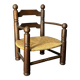 Brutalist French low rush oak side armchair by Charles Dudouyt ca 1940s