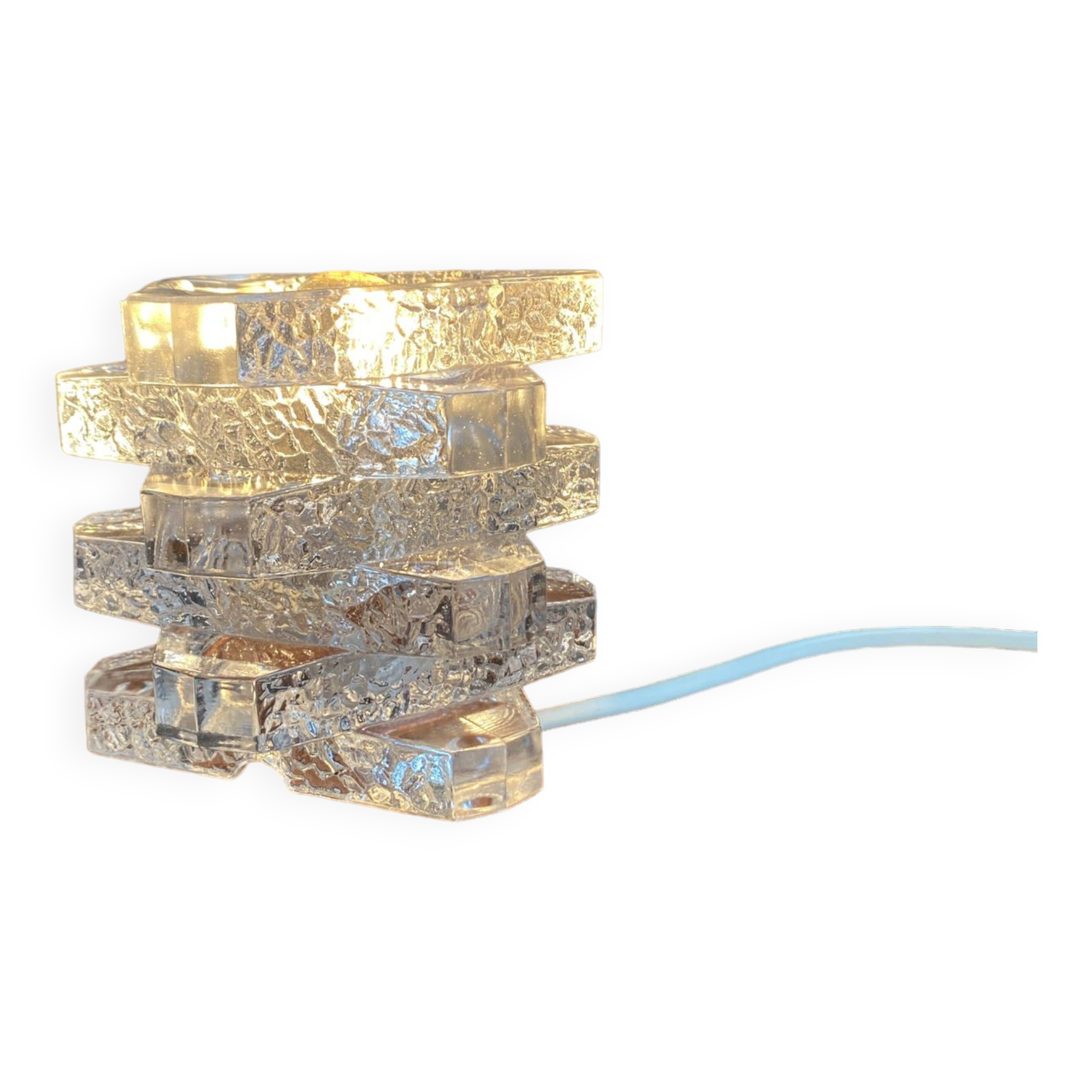 Glass table lamp by Peill & Putzler 1960s Ice cube series