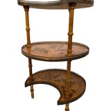 Pedestal table with three trays surrounded by an openwork brass gallery, late 19th century
