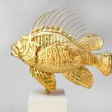 Lampe poisson rascasse en laiton doré, circa 1950
