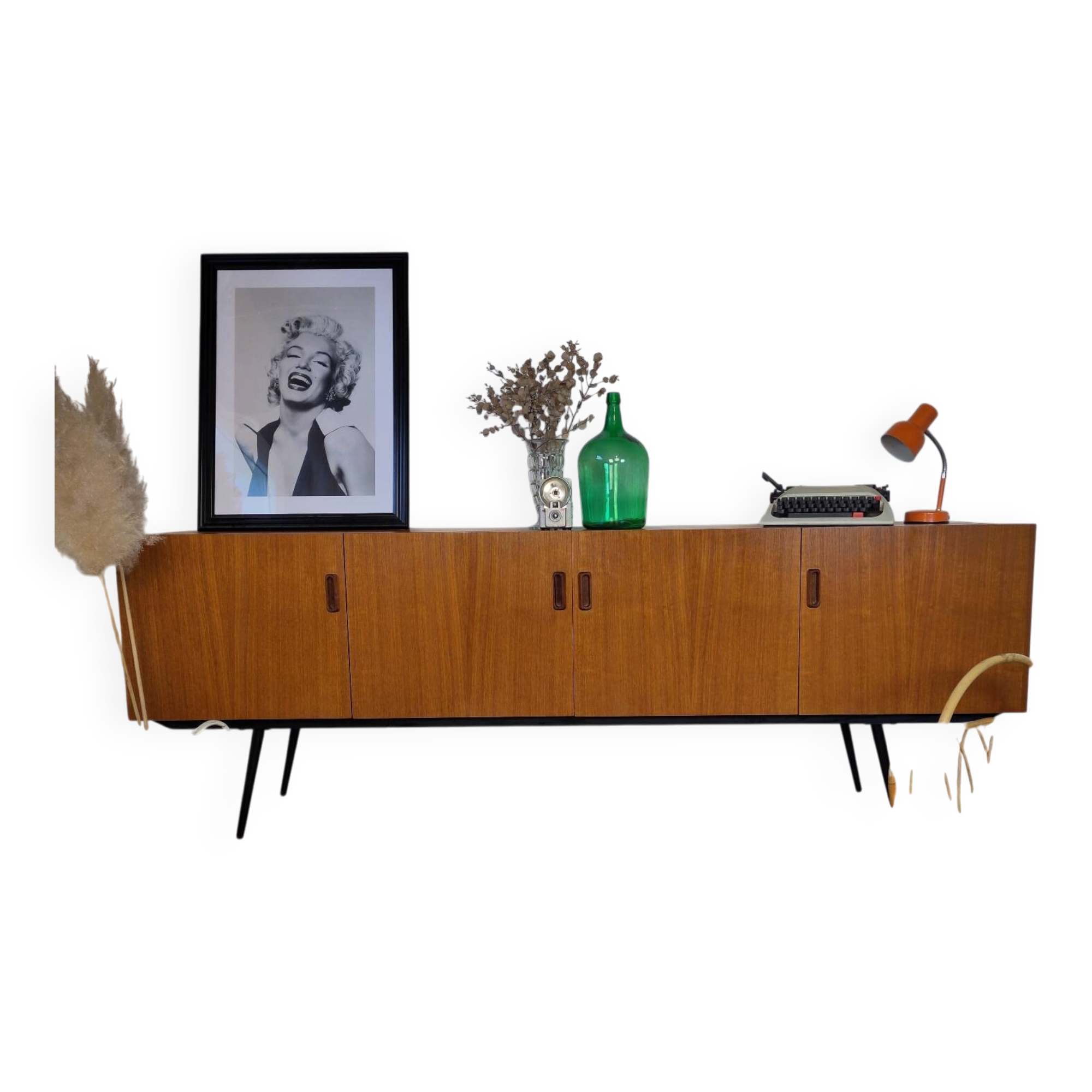 Scandinavian teak and metal sideboard