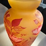 Art Nouveau vase by Émile Gallé - Cameo glass with yellow and pink floral design.