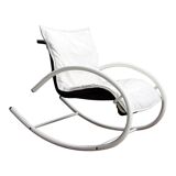 Rocking chair Memphis Ellipse leather Les Amisco with its cushion