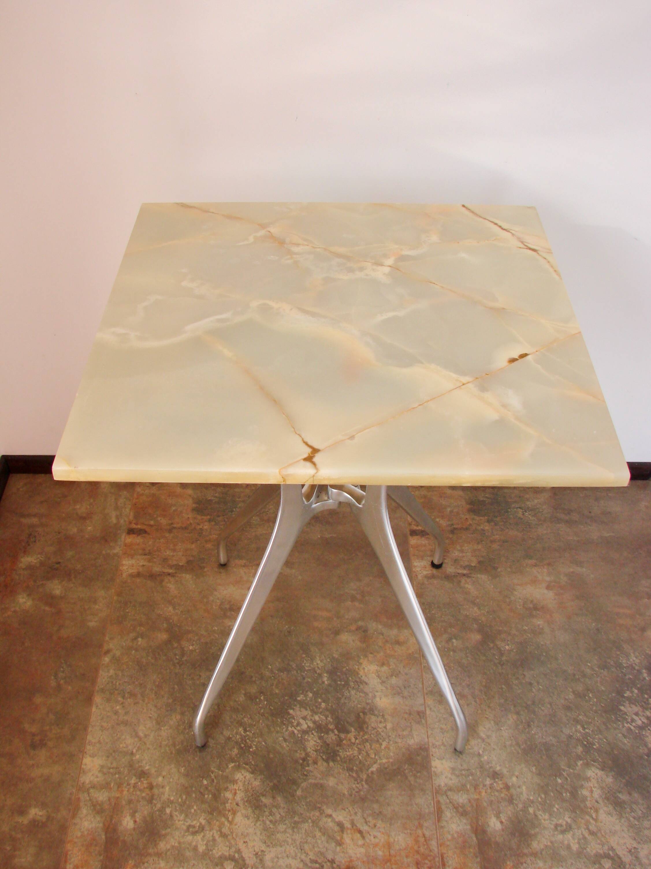 Modernist stone table from the 1970s – aluminum, vintage