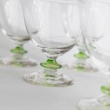 Ensemble de 6 verres à cocktail en verre de Murano vert vintage : verres à tige à bulles, années 1970, style italien du milieu du siècle.