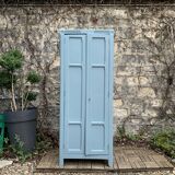 Armoire parisienne ancienne bleue grisée H154