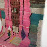 Moroccan Berber carpet Boujaad pink with colorful patterns 304x201cm