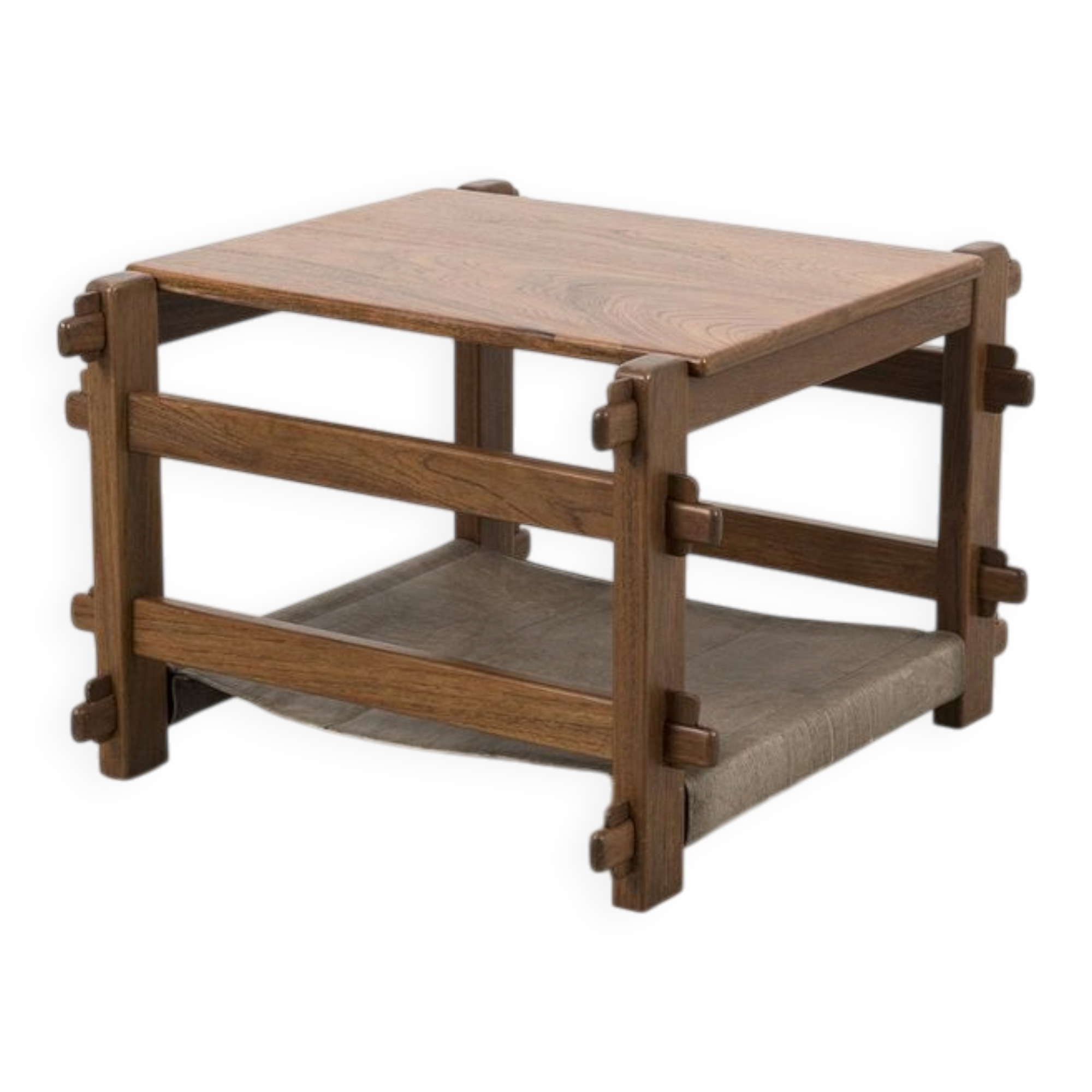 Brutalist Coffee Table with Magazine Holder