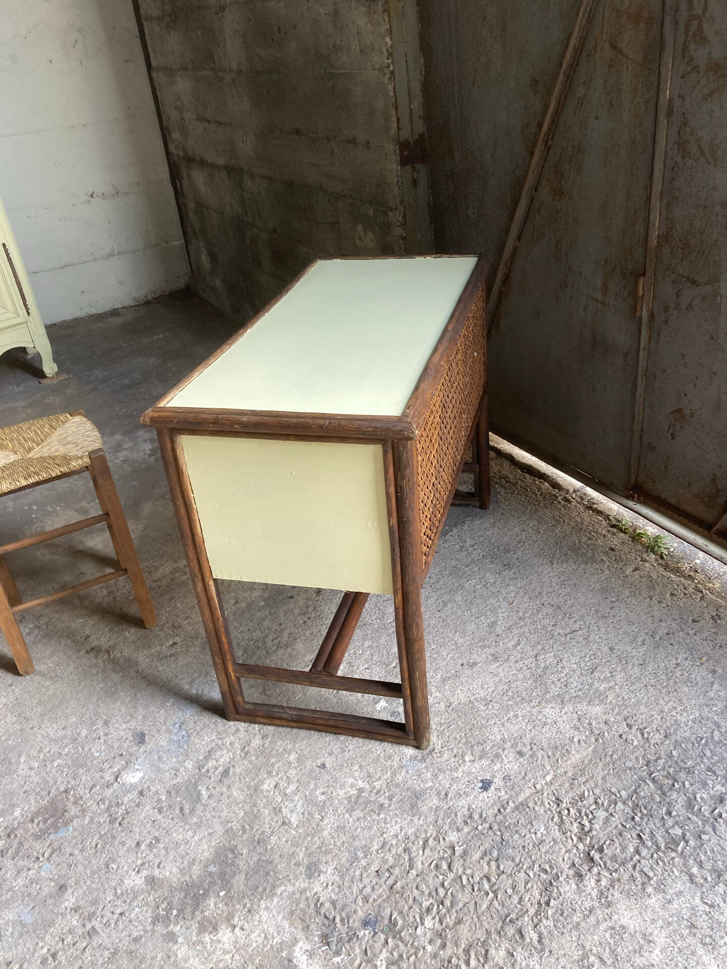 Parisian desk wicker wood bamboo