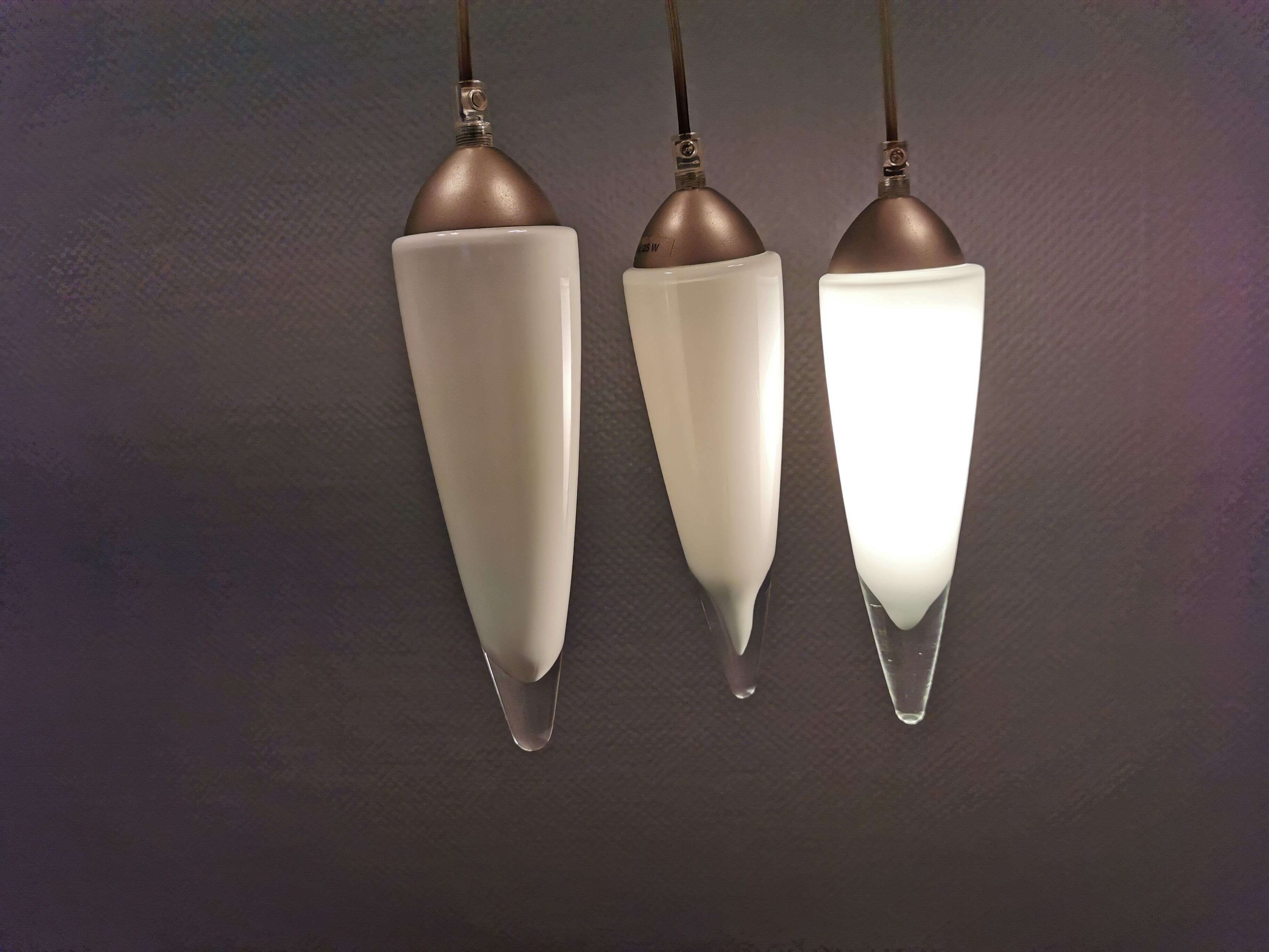 Three icicle hanging lamps