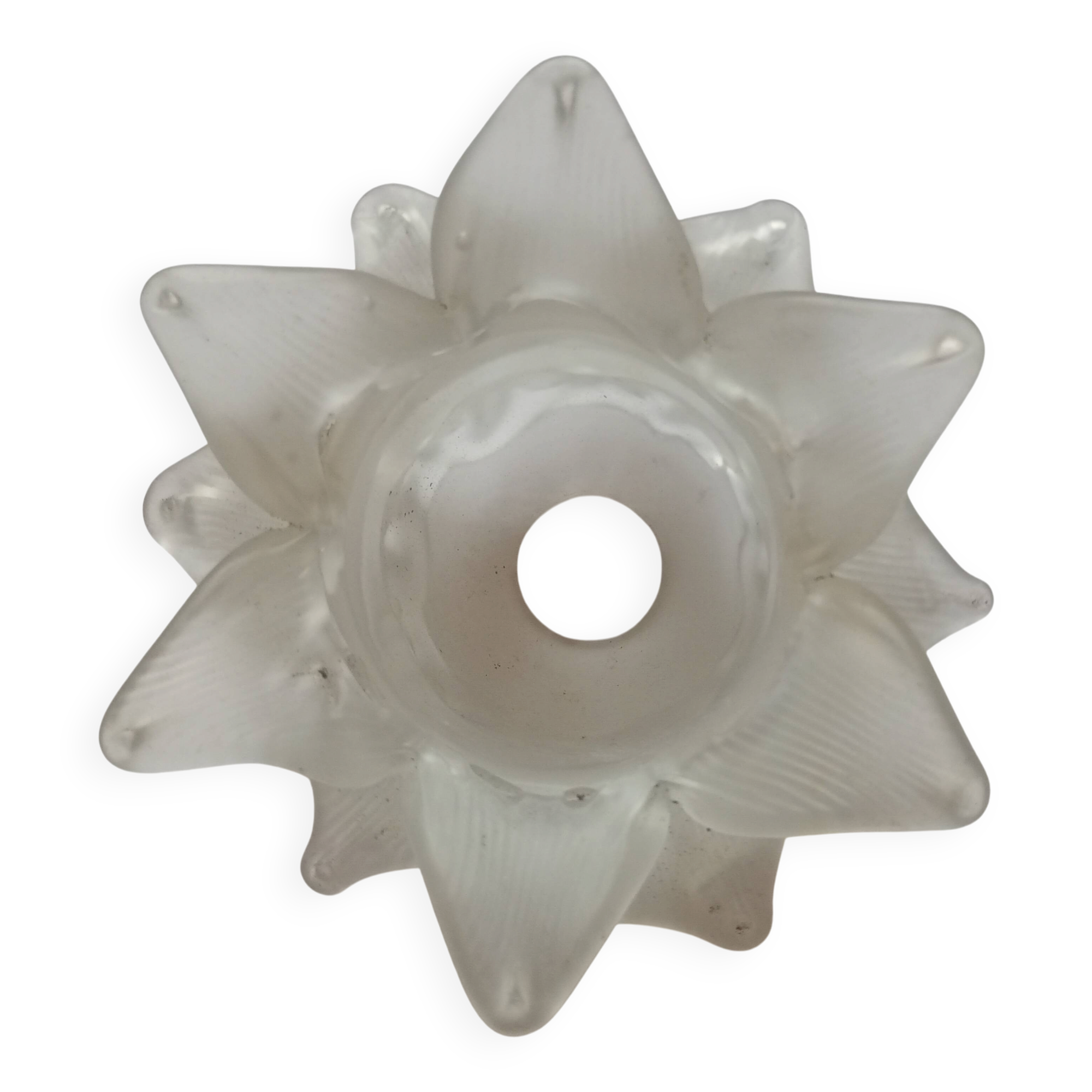 Grande Tulipe ancienne en forme de fleur "rose" - verre dépoli