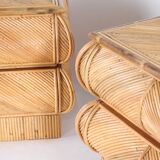 Pair of rattan bedside tables